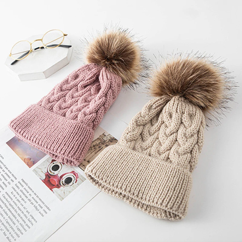 Вязаная шапка для ребенка 1-8 лет, шерстяная, детская головная одежда, простого цвета, утолщенная, зимняя теплая детская шапка.