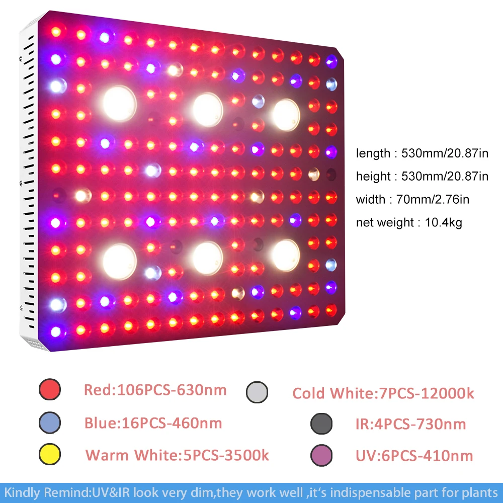 Светодиодный Grow светильник двойной Switch1000W 2000 Вт 3000 полный спектр завод для роста