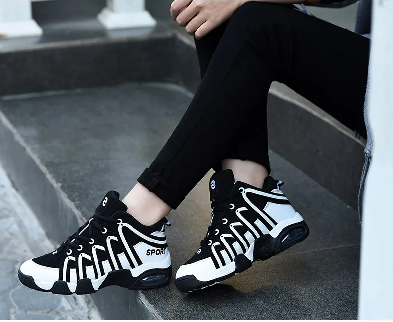 Мужской светильник, баскетбольные кроссовки, дышащие, противоскользящие, баскетбольные кроссовки, женские, на шнуровке, спортивные, для спортзала, ботильоны, обувь Basket Hom