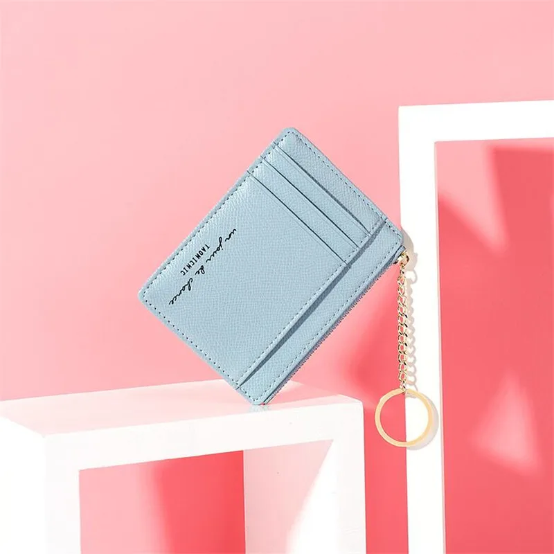 

New Women Wallets Zipper PU Leather Coin Purse Mini Key Chain Small Wallet Multi-card Bit Card Holder Card Holder Money Bag