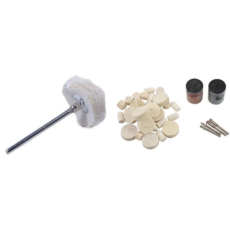 

20 Pcs 21Mm Dia Cotton Polishing Metal Shank Brush Wheel & 36Pcs 1/8 Inch Soft Felt Polishing Buffing Burr Wheel Kit
