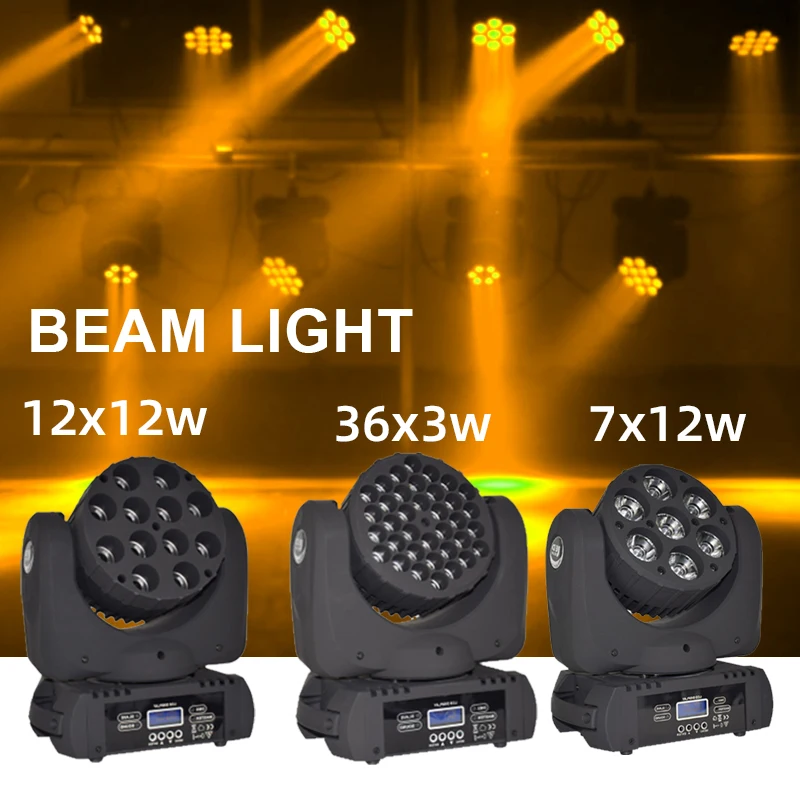 Led Moving Head Light DMX Wash 7X12W 12X12W 36X3W RGBW 4In1 Mobile Beam Stage Christmas Party Effect For Disco Dj Concert Show