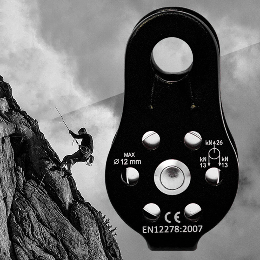 

26kN Cable Trolley Pulley with Ball Bearing Outdoor Rock Ice Climbing Accessories Caving Rescue Aluminum Alloy Pulley