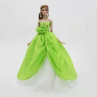 11 5 fashion green white rose wedding dresses for barbie doll clothes clothing off shoulder princess party gown 16 accessories