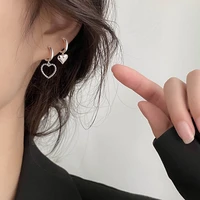 fmily minimalist 925 silver needle peach heart letter geometry earrings retro fashion asymmetric jewelry gift for girlfriend