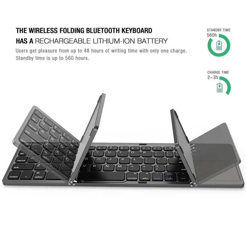 

Wireless Keyboard with Touchpad Rechargeable Foldable Portable Bluetooth Keyboard for Android Windows IOS