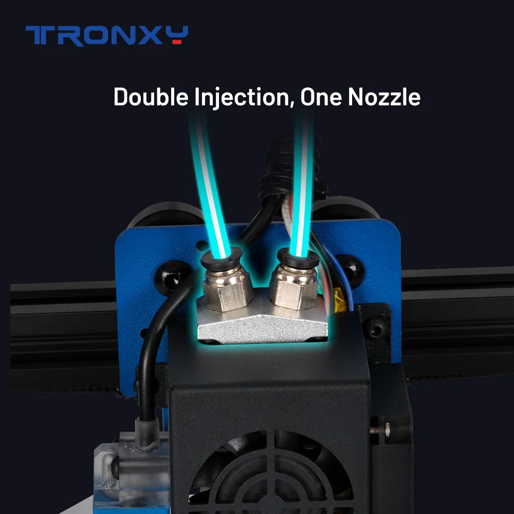 Tronxy 2 in 1 Out Extruder XY-2 PRO 2E  double Colors Head Dual  Printing 3D Printer DIY Kits with Super Silent & High Accuracy