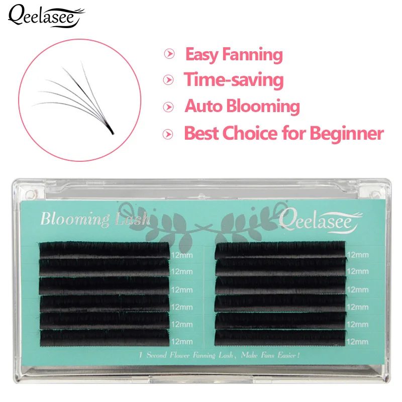 Qeelasee Blooming Automatic Flowering Lashes Easy Fanning Eyelash Extensions Faux Mink Volume Cils Self-fanning | Красота и здоровье