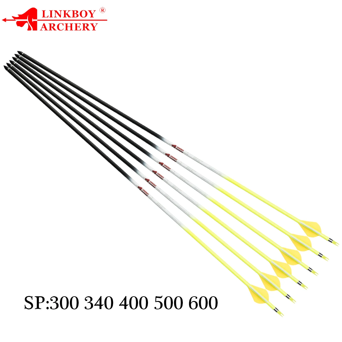 12pcs Linkboy Archery 100% Carbon Arrows ID6.2MM Spine 340 2inch Plastic Vanes 75gr Tips Compound Traditional Bow Shooting