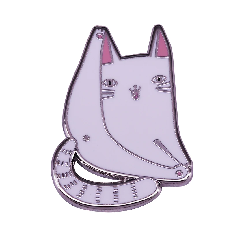 Забавная игра Спорт Белый Кот отворот булавка Милая Иллюстрация Стиль