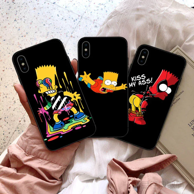 GYKZ смешной Homer J. Simpson Черный силиконовый чехол для телефона для iPhone 7 11 Pro XS MAX XR X 8 6 6s Plus 5 мультяшная Мягкая матовая задняя крышка