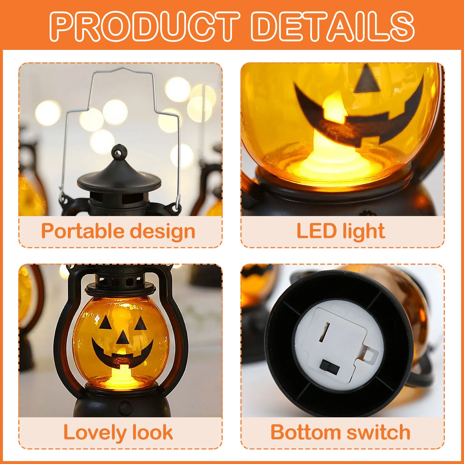 Halloween Pumpkin LED Lights Portable Pony Lantern Oil Lamp for Home Bar Outdoor Hanging Decor Horror Props Gifts | Игрушки и хобби