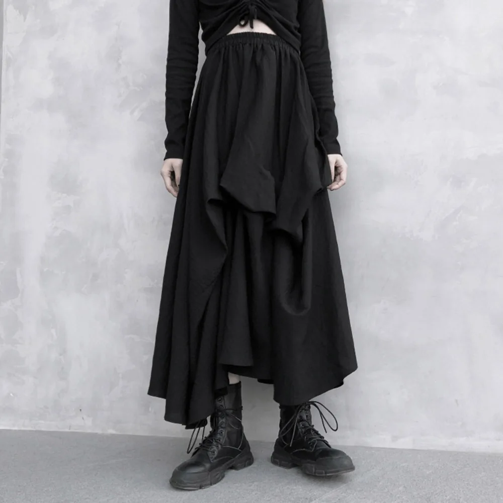 

Юбка Женская Асимметричная плиссированная в Корейском стиле, длинная юбка в японском стиле, Готическая стильная повседневная в стиле Харад...