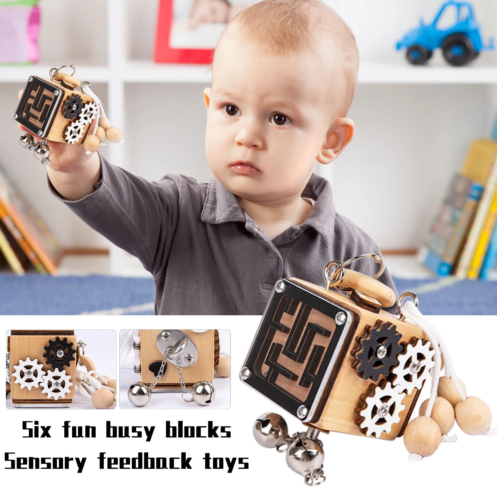 

Wooden Building Blocks Six-in-one Parent-child Interactive Toy Children's Early Education Building Block Toys Sensory Feedback