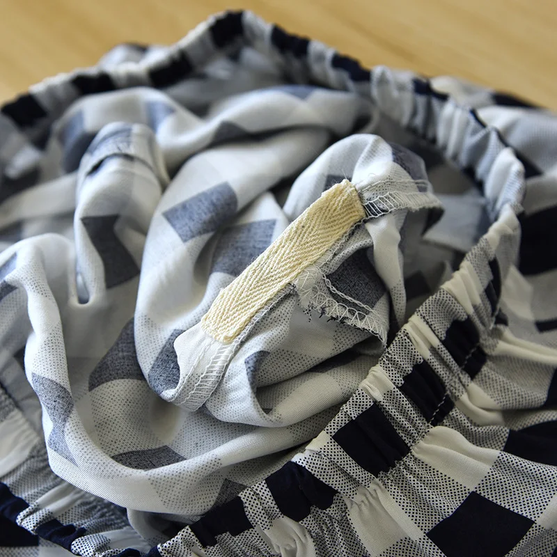 

Summer New Couple Pajamas Two-piece 100% Viscose Short-sleeved Trousers Female Simple Plaid Male Large Size Home Service Sleep