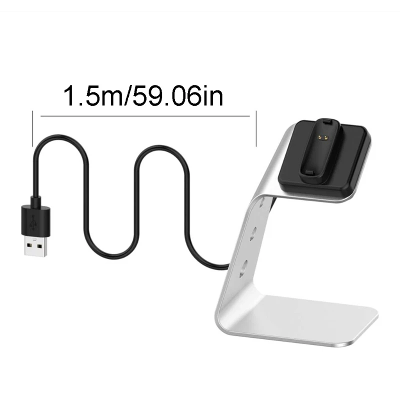 

Metal USB Charging Cable Dock Cradle Station Charger for -Fitbit inspire 2 Watch