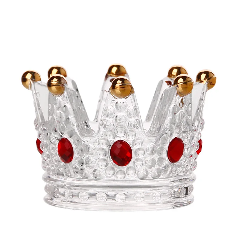 Мини Корона с украшением в виде кристаллов стеклянная пепельница подсвечник