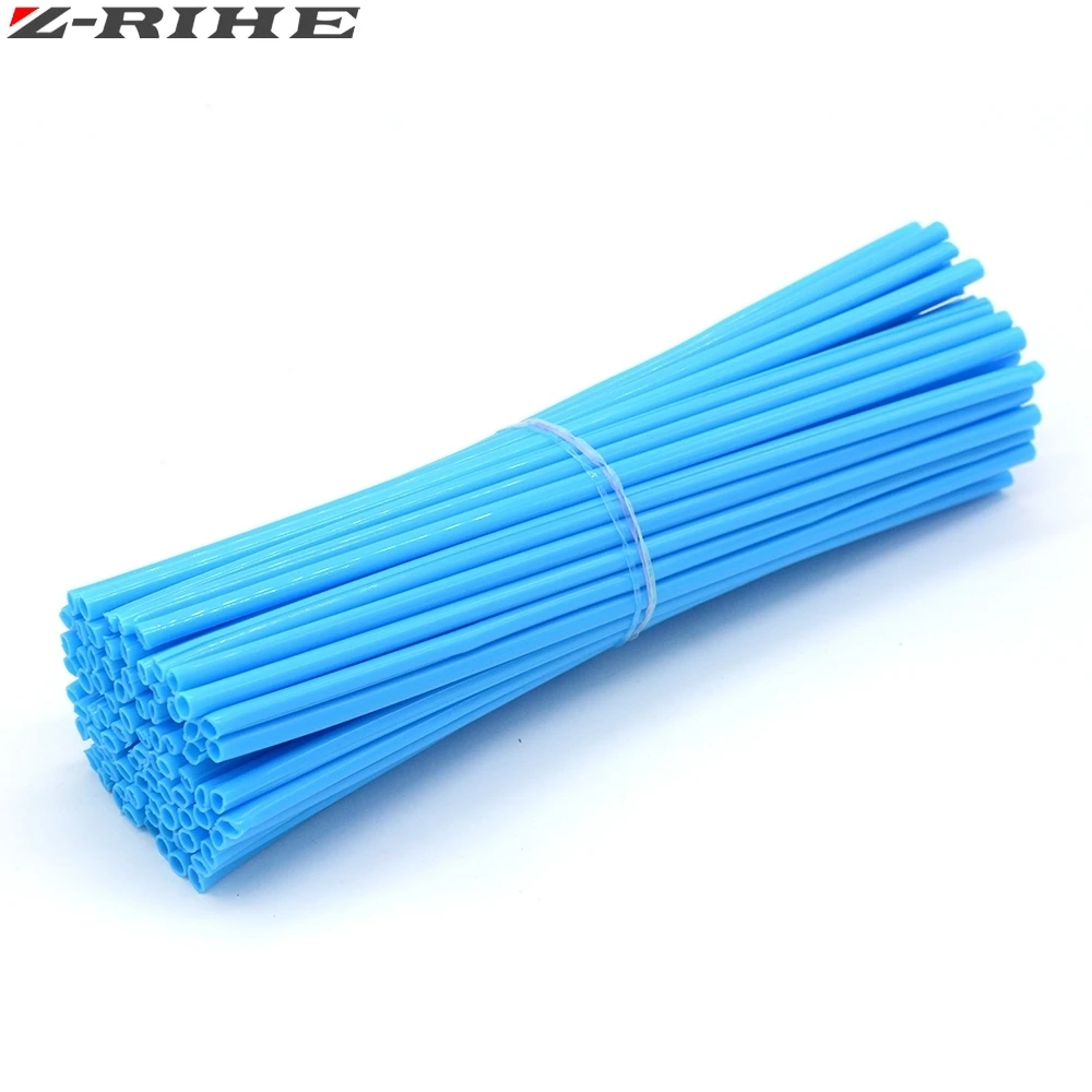 Light blue 72 шт. колеса мотоцикла накладки на спицы обертывания обода обрезки кожи крышки трубы для мотокросса велосипеда крутые аксессуары 11 цветов - Цвет: Light blue