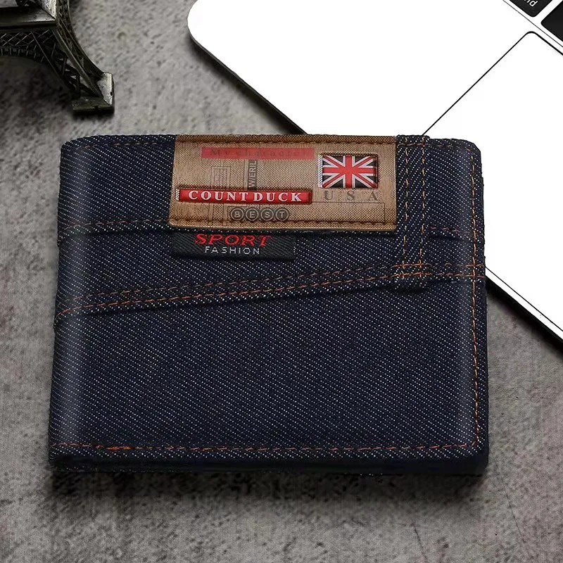 

Men's Short Wallet Jeans Shape Coin Purse Long Money Multifunction Mid-length Card Bag Fashion Folding Buckle New Men Wallet 894