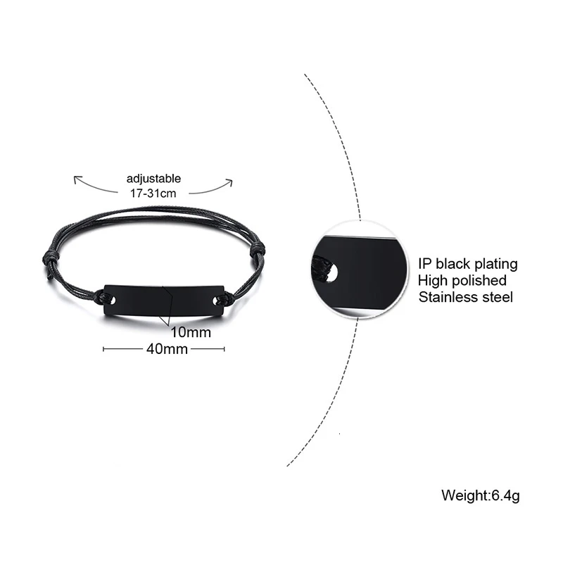 PERSONALIZED LEATHER TAG ID BRACELET CUSTOMIZE YOUR OWN MESSAGE INITIALS DATE NAME BIRTHDAY GIFT FOR HIM | Украшения и аксессуары