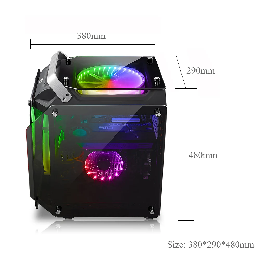 Чехол для компьютера ATX Gamer из закаленного стекла полностью прозрачное зеркало