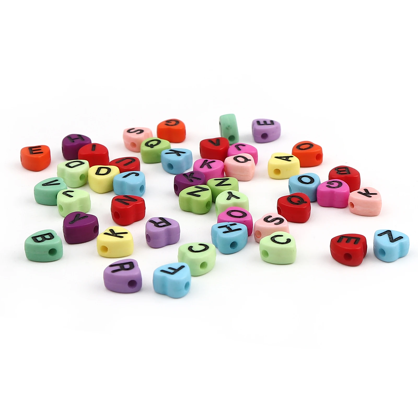 

Sweet Acrylic Heart Beads At Random Color Initial Alphabet Pattern Enamel Beads Women DIY Bracelets Women Jewelry Gifts,300 PCs