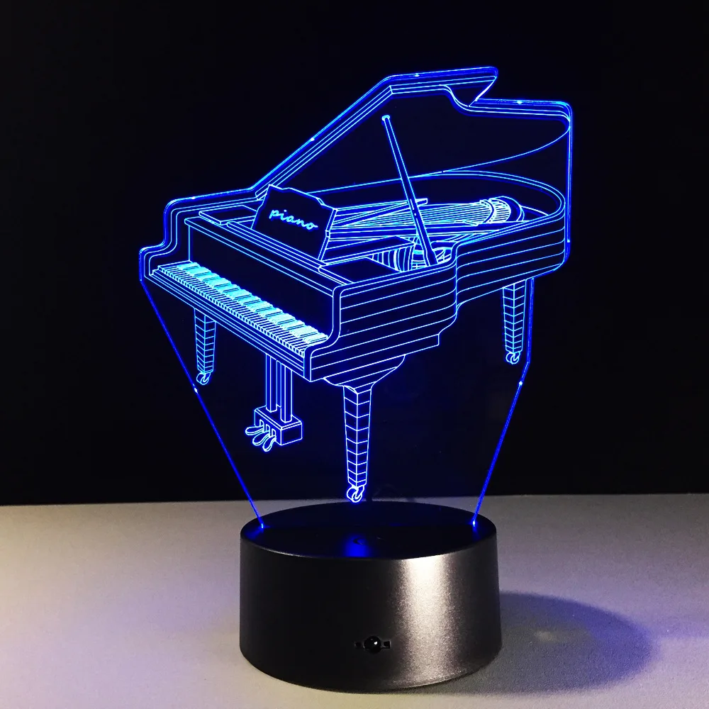 3D Музыкальные инструменты 7 цветов Светодиодные ночные лампы для детей сенсорные светодиодные Usb настольные лампы для сна - Испускаемый цвет: 7 Colors Changeable