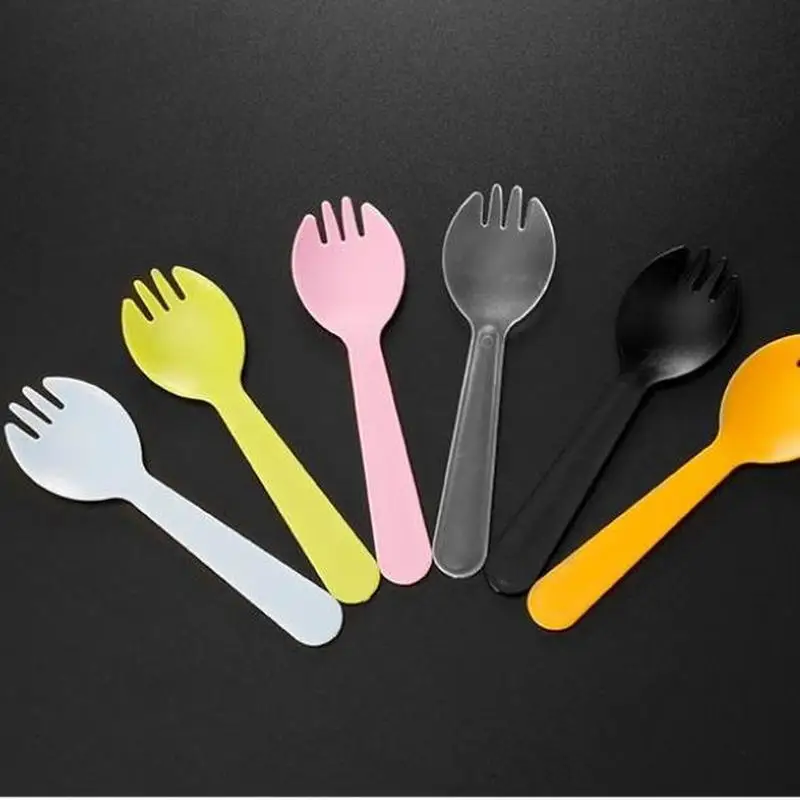 Ложка вилка одноразовая утолщенная черная пластиковая 200 шт.|Одноразовые ложки| |