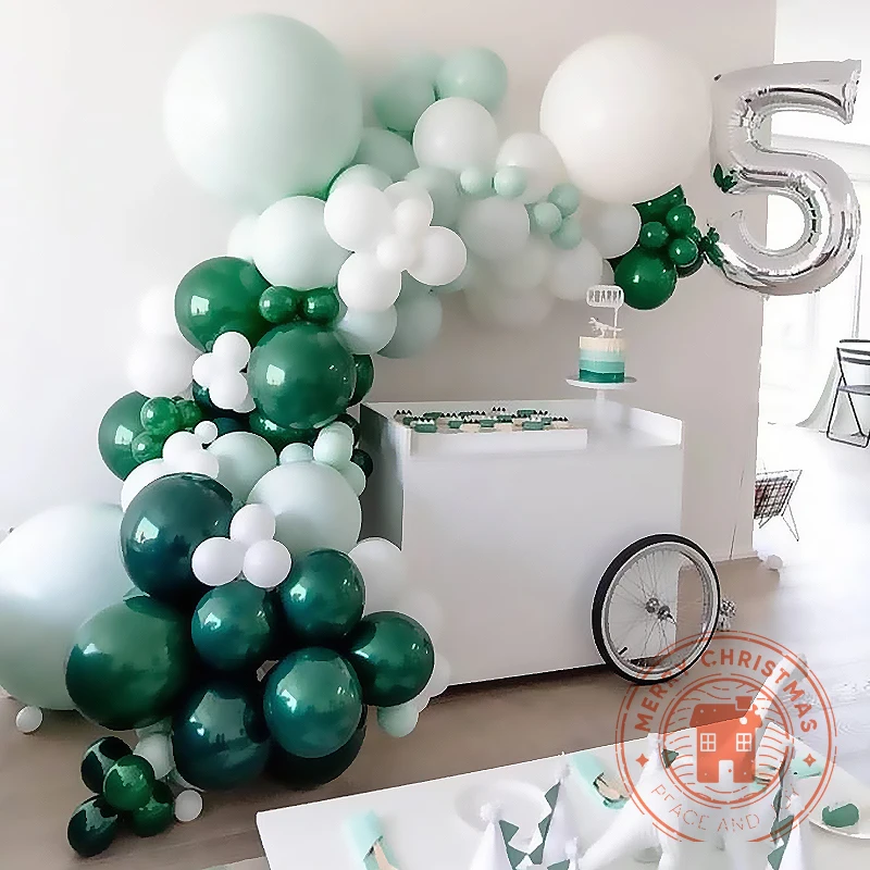 Jungle Hunting Theme Party Balloon Supplies Matte Balloons Wreath Set Green Helium Children's Birthday Baby Shower | Дом и сад