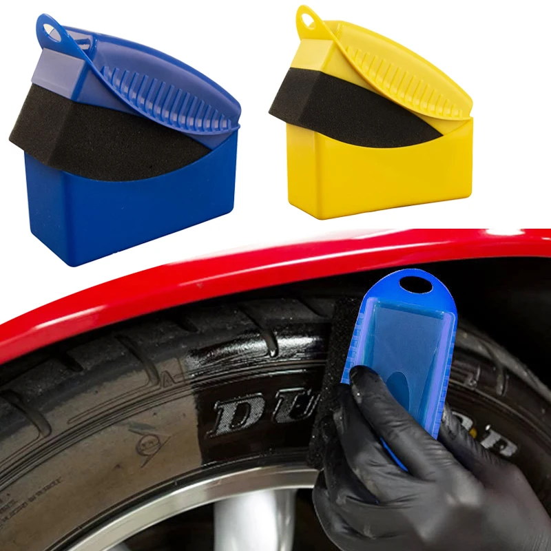 Car Tire Cleaning Sponge Wipe Polishing Waxing Brush Tool with Cover Universal Auto Wheel Tyre Maintenance Care