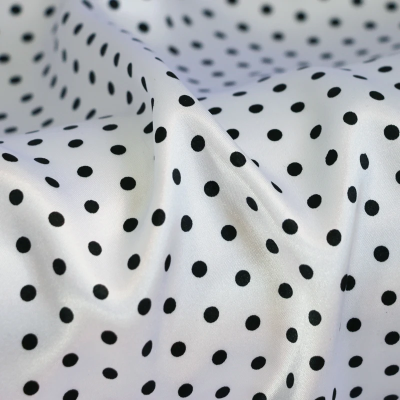 Per Meter, niedliches Polka-Dots-Material, Satin, Charmeuse, weicher Mantel, Futter, Schal, DIY-Stoff – Detail 6