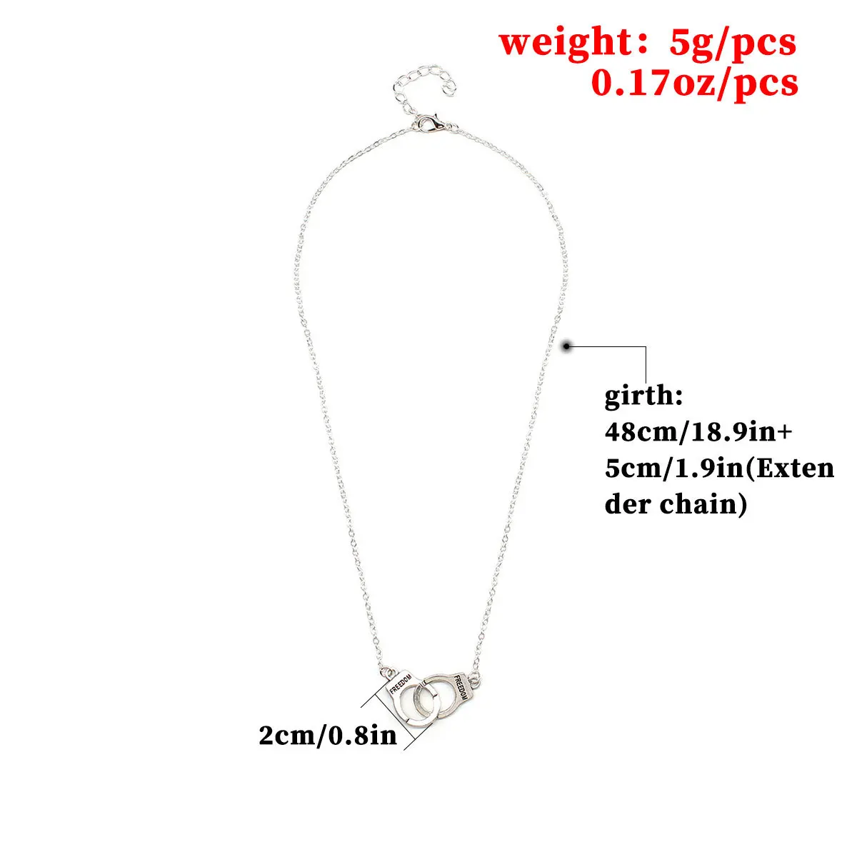 Модная популярная подвеска &quotнаручники&quot серебряного цвета металлическая