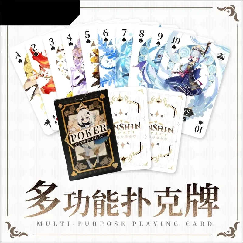 

54 Pcs/set Anime Genshin Impact Klee Kamisato Ayaka Poker Cards Toy Paper Playing Card Party Board Game Collection Gift