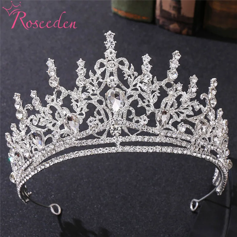 

Crystal Queen Big Crown Bridal Tiaras Baroque Rhinestone Pageant Diadem Dubai Weddings Hair Accessories RE4226
