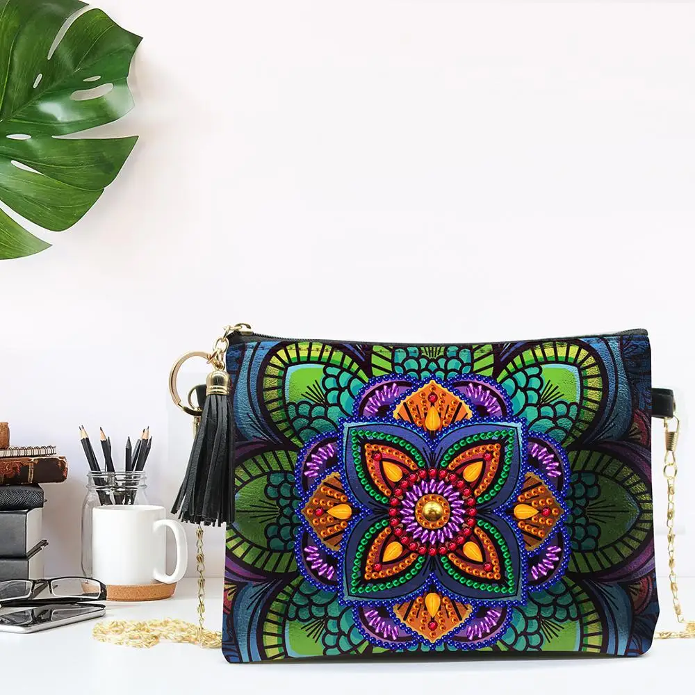 DIY специальные Форма алмазов картина кошелек на плечо с цепочкой кожаная сумка