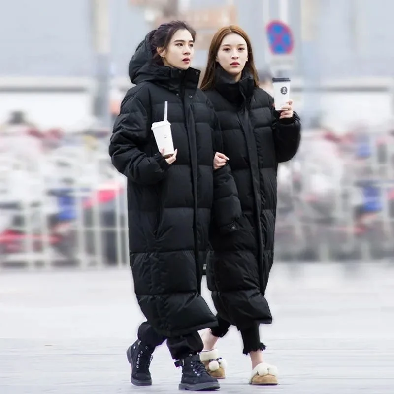 

Пуховик женский средней и длинной, утепленное пальто выше колена для пары, зимний утепленный пуховик в Корейском стиле, новинка 2021