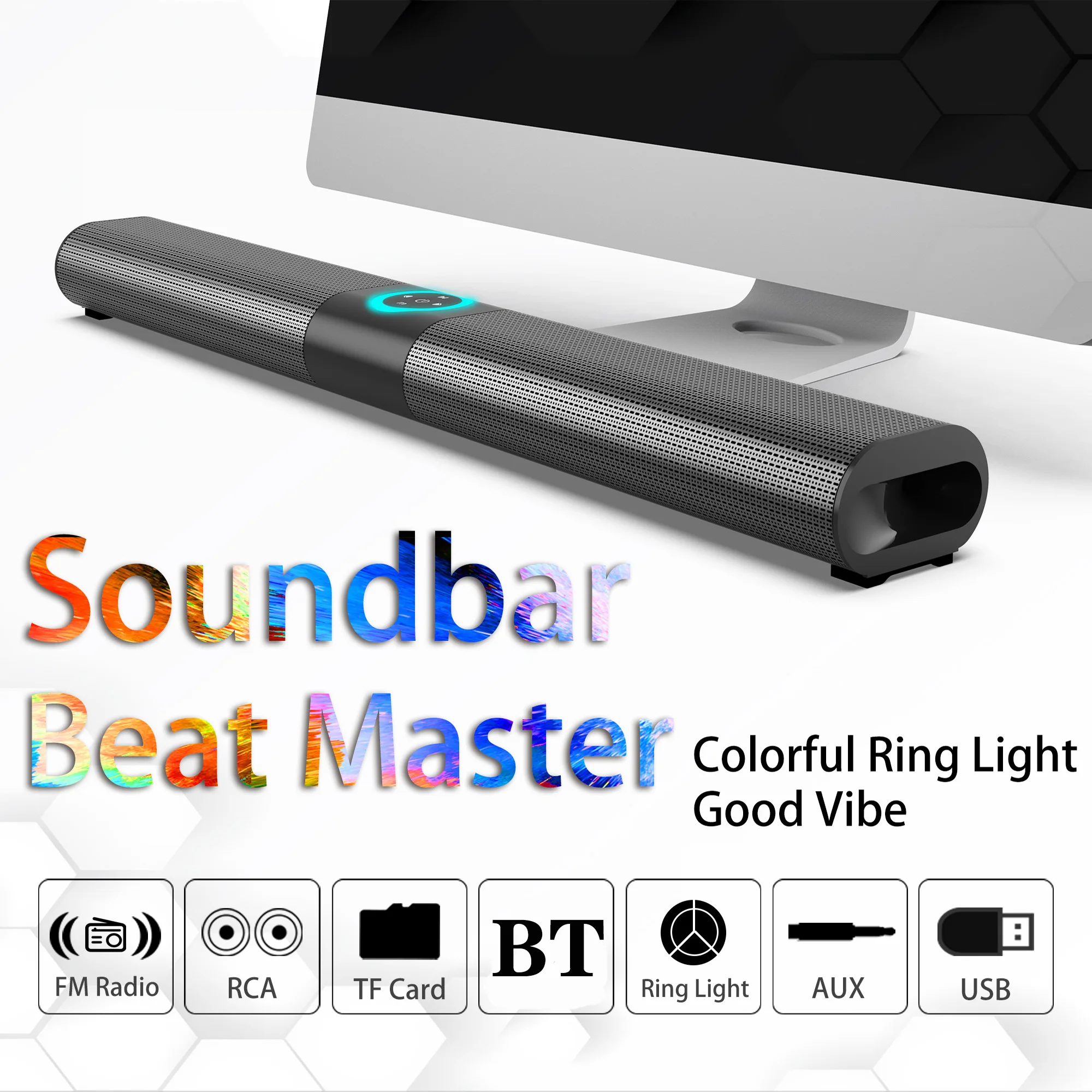 Саундбар для телевизора, Bluetooth-совместимая колонка, 20 Вт, настенный сабвуфер для домашнего кинотеатра, громкий звук RCA, колонка для ПК с дистанционным управлением