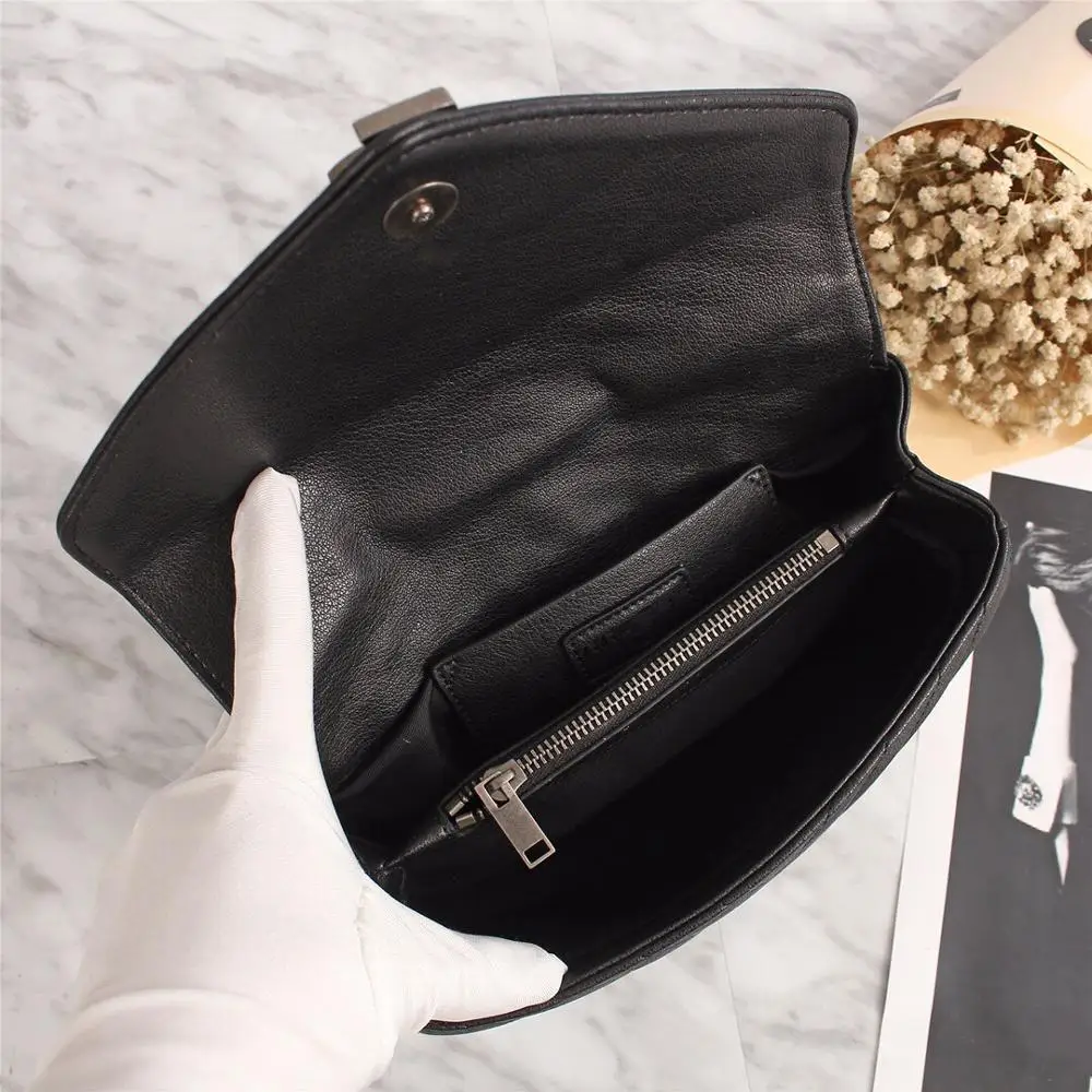 

Women's leather handbag 32CM luxury fashion messenger bag women's black chain shoulder bag women's messenger bag