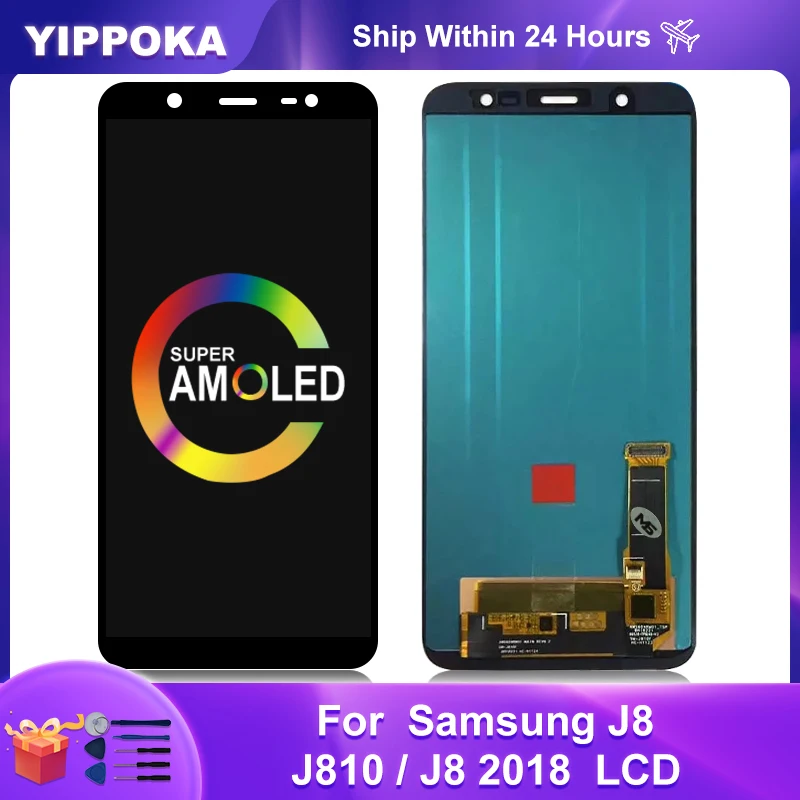 

Super AMOLED For Samsung Galaxy J800 LCD J810F J810Y J800FN Display Touch Screen Digitizer J810 J8 2018 LCD Replacement Parts