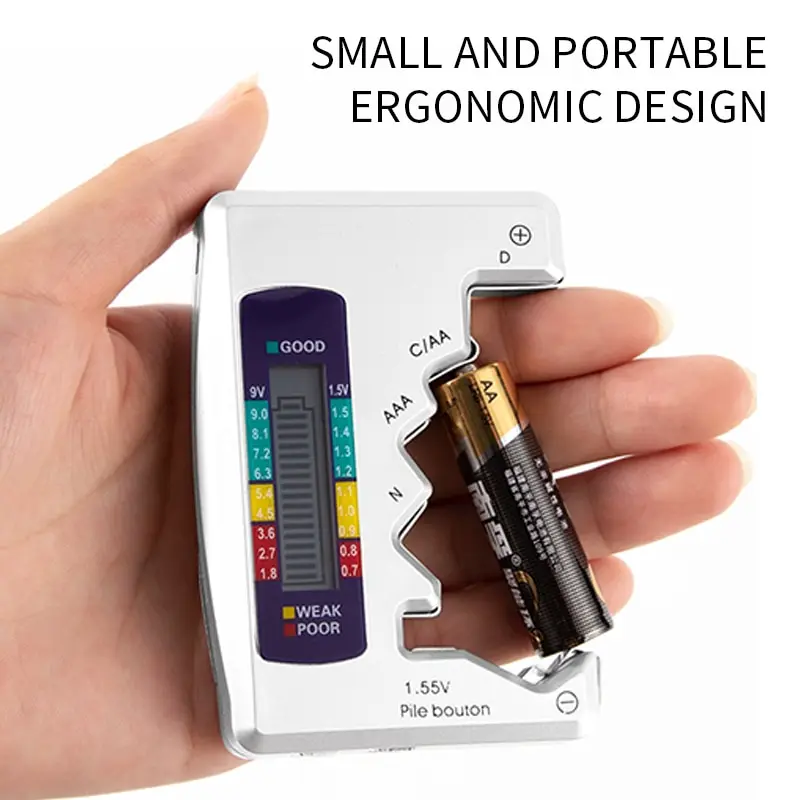 

Digital Battery Tester LCD Display C D N AA AAA 9V 1.5V Button Cell Battery Capacity Check Detector Capacitance Diagnostic Tool