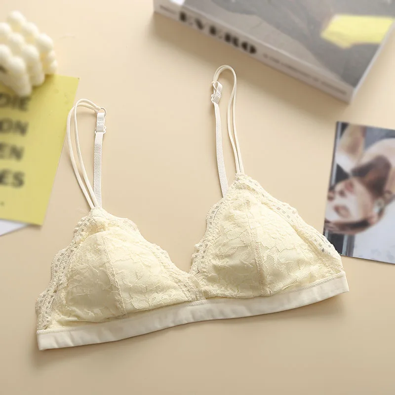 

Women bra push up bra French bra without steel ring sexy lace thin summer sling triangle cup breast wrap underwear women M