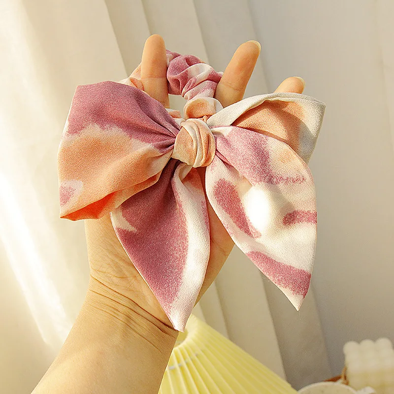 

Fashion Bowknot Elastic Hair Bands Color Tie-dye Cloth Ponytail Hair Scrunchies For Women Girl Headband Headwear Hair Accessorie