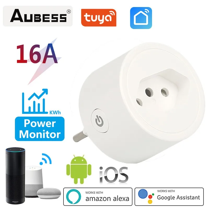 

Smart Wifi Plug With Power Monitor Function Brazil 16A Socket Smart Life App Remote Control Outlet Works With Alexa Google Home