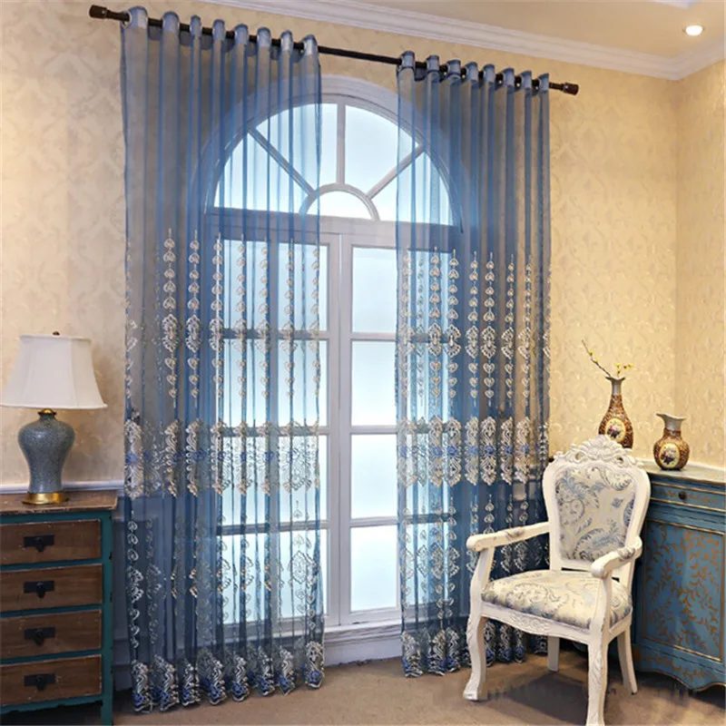 Европейские Роскошные Синие серые желтые фиолетовые шторы с вышивкой готовые