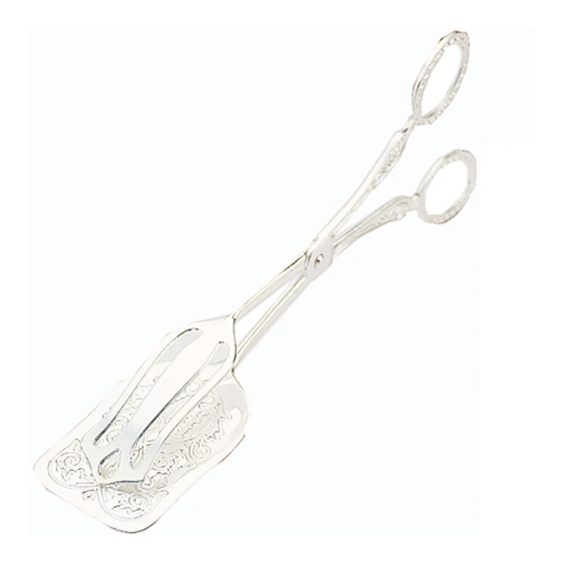 

Scissor Tongs Creative Alloy Plating Luxury Food Tongs with Floral Carving for Bread Clamp BBQ Grilling Cake GQ