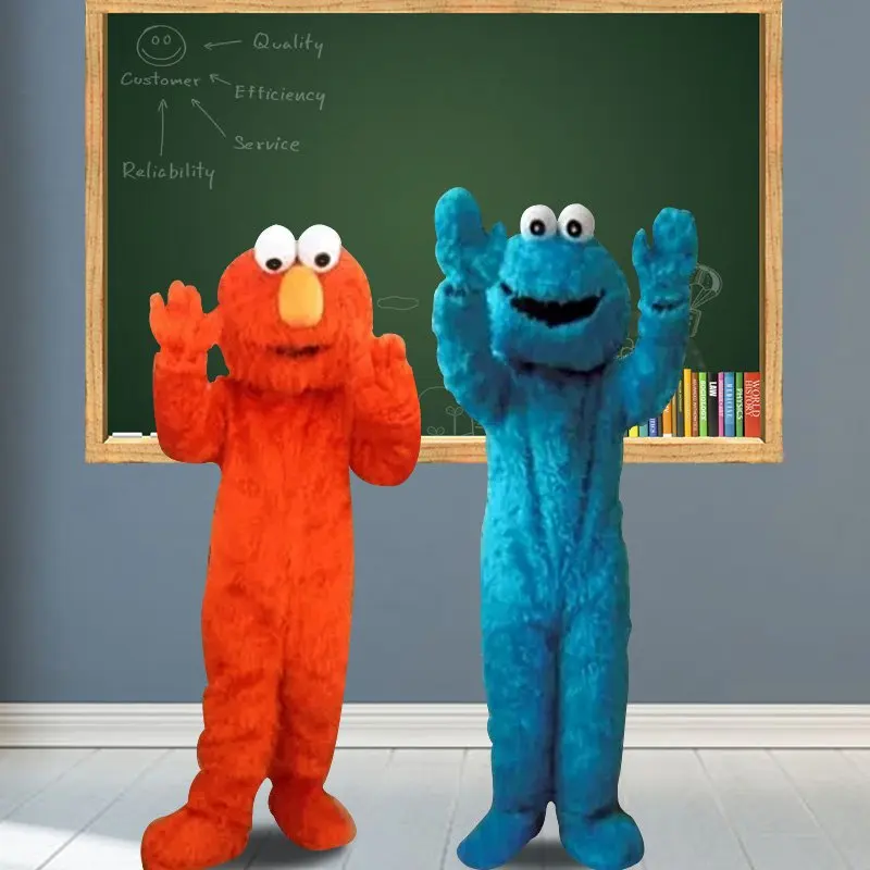 

Adults Sesame Street Blue Cookie Monster Mascot And Elmo Mascot Costume Halloween Christmas Party Masquerade Anime Shows