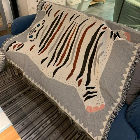 Креативное одеяло в скандинавском стиле с изображением белого тигра, Многофункциональные Чехлы для диванов с изображением животных, пылезащитный чехол, одеяло с кондиционированием воздуха для кровати