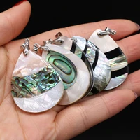 natural shell stripe pendant water drop shape abalone shell pendant charms for women diy jewelry making necklace gift 50x30mm