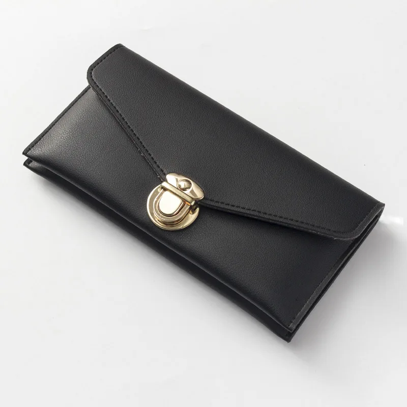 

Long Metal Buckle Women Wallet Fashion Female Yellow Wallets Lady Purse Phone Pocket Card Holder PU Leather Wallets for Women