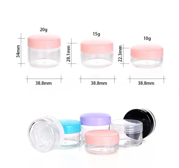 

10g 15g 20g Empty Jar Makeup Face Cream Containers Plastic Mini Nail Art Organizer Cosmetic Sample Bottle SN814